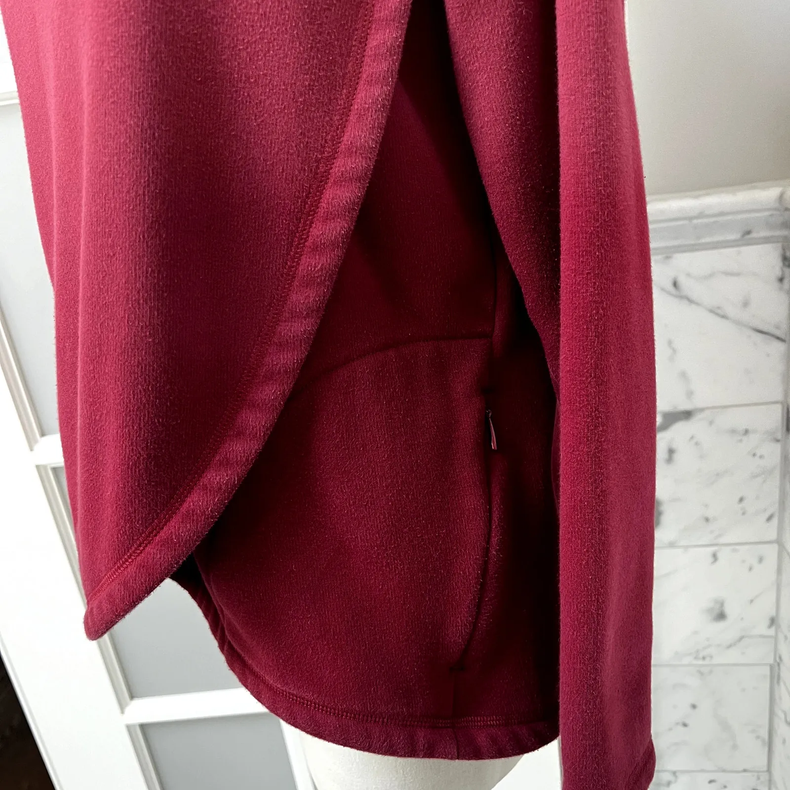 Athleta Cozy Karma Asym Pullover Sweatshirt SlmallDecadent Red - Image 6