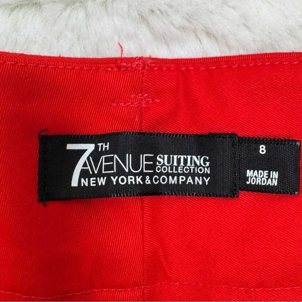 New York & Company Cherry Coral Red Cuff Hem Chino Suit Shorts 8 - Image 8