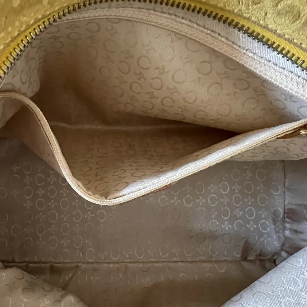 CELINE Yellow Suede Macadam and Leather Monogram Hand Bag - Image 8