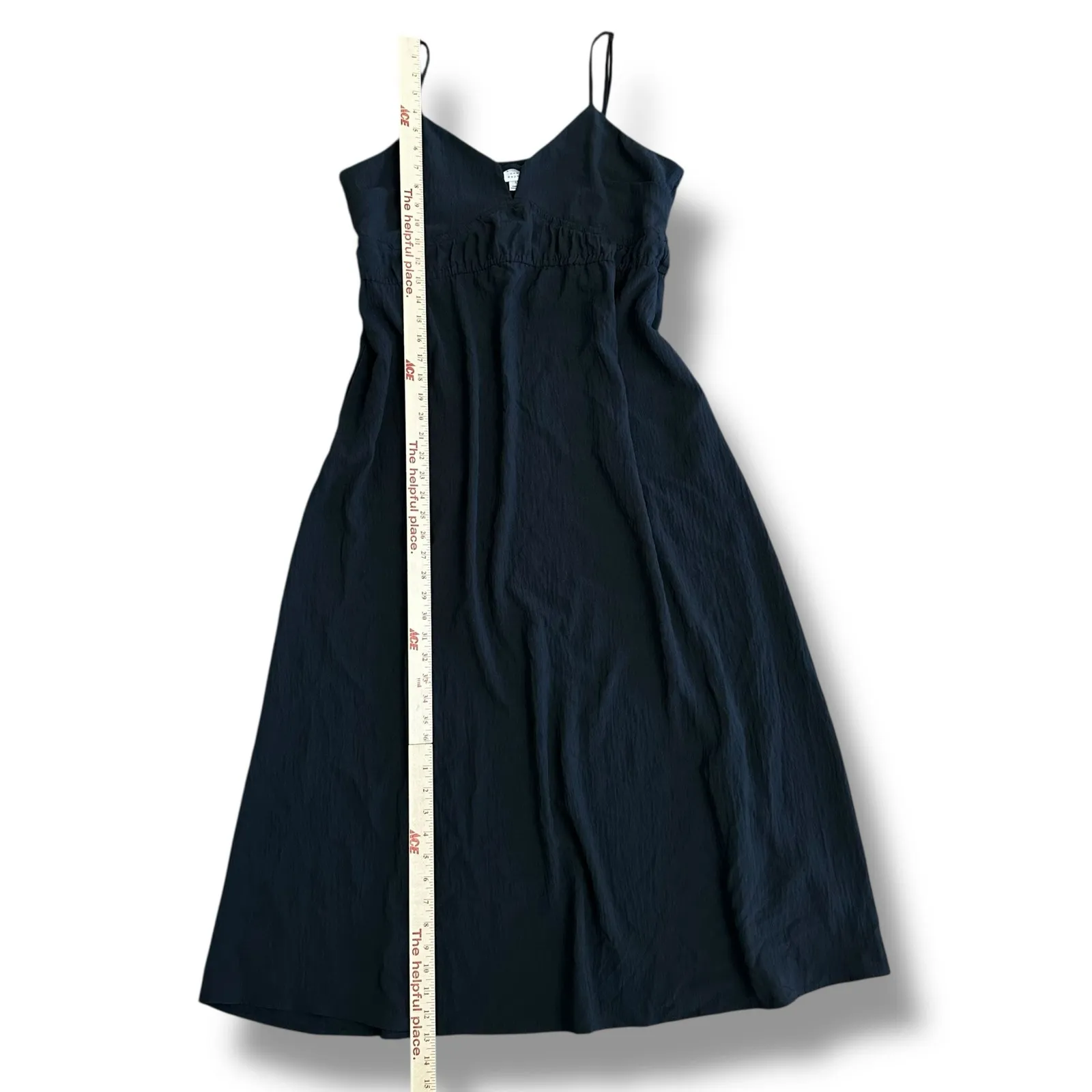 A New Day Black Slip Midi‎ Dress Women’s Large L Crinkle Sleeveless V-Neck - Image 5