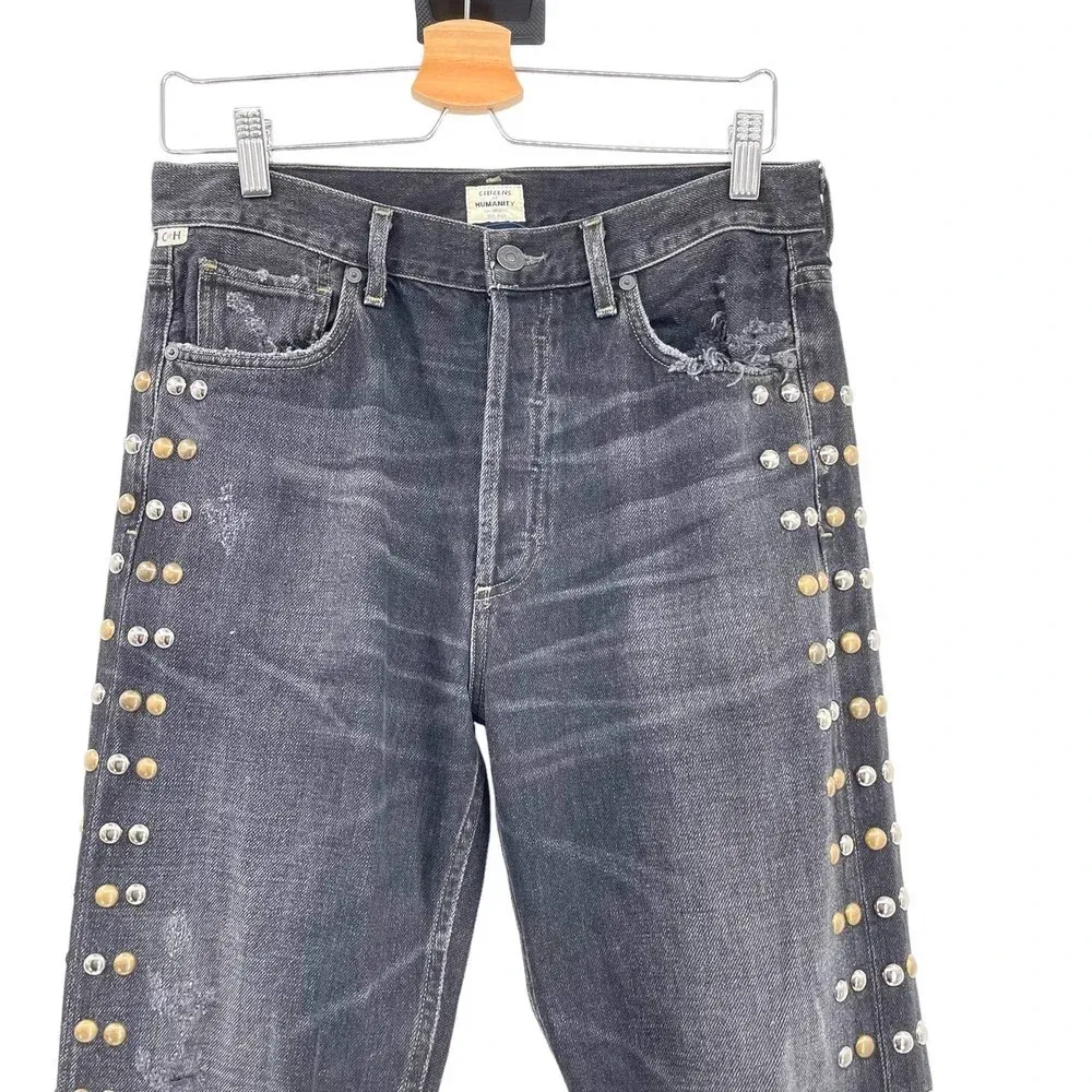 Citizens‎ of Humanity Gia Jeans Studded Dark Tempest Black Denim Size 29 - Image 6