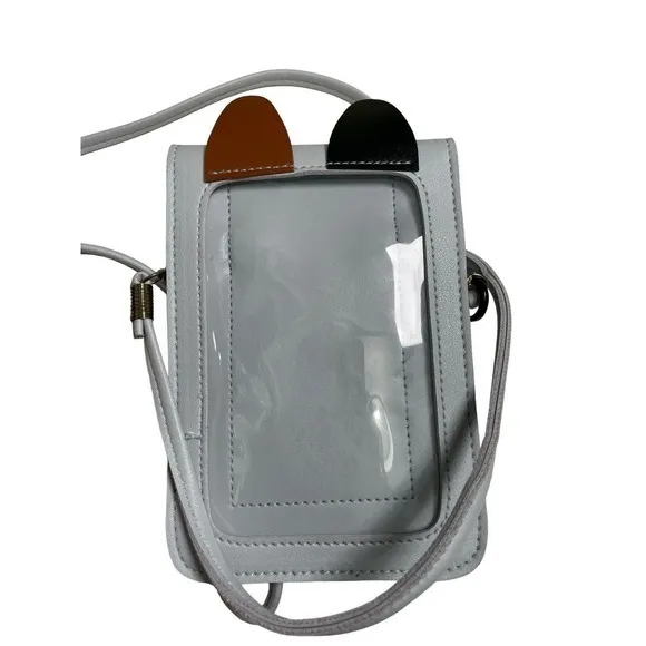 EUC Cat Lanyard Crossbody Light Grey w/ Brownâ & Black Ears & Squishmallow Charm - Image 5