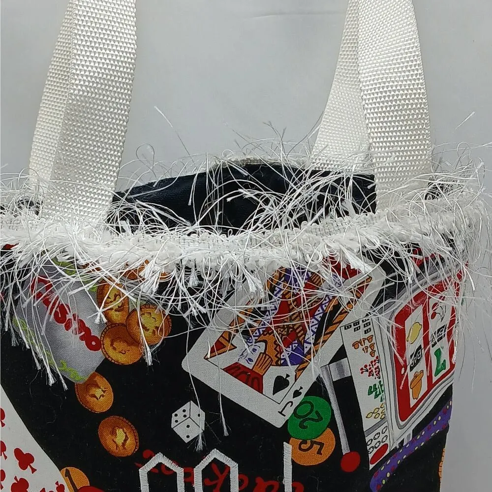 Vintage Y2K Whimsical Tote Bag Bingo Casino Cards Game Night Shoulder Handbag Black - Image 4