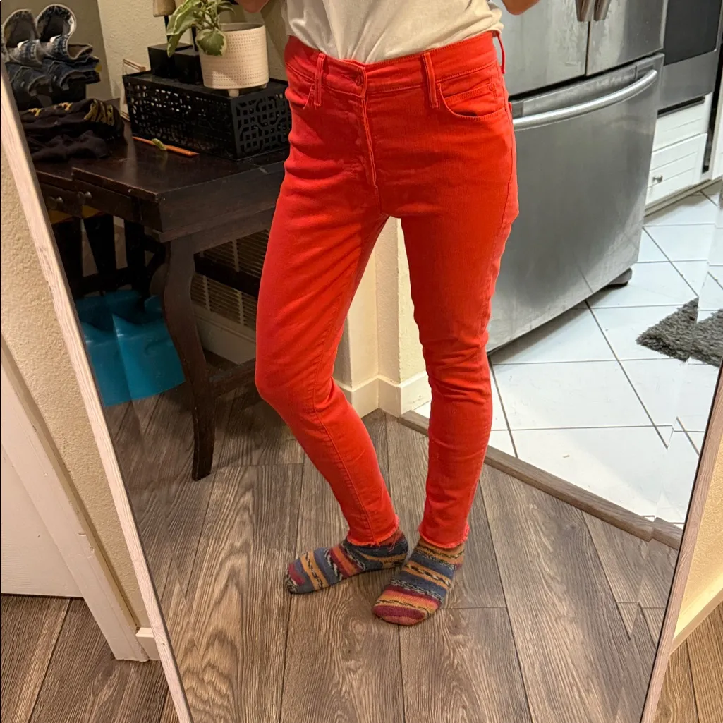 Mother The Stunner Ankle Fray in Play Date Tomato Red Size 26 - Image 6