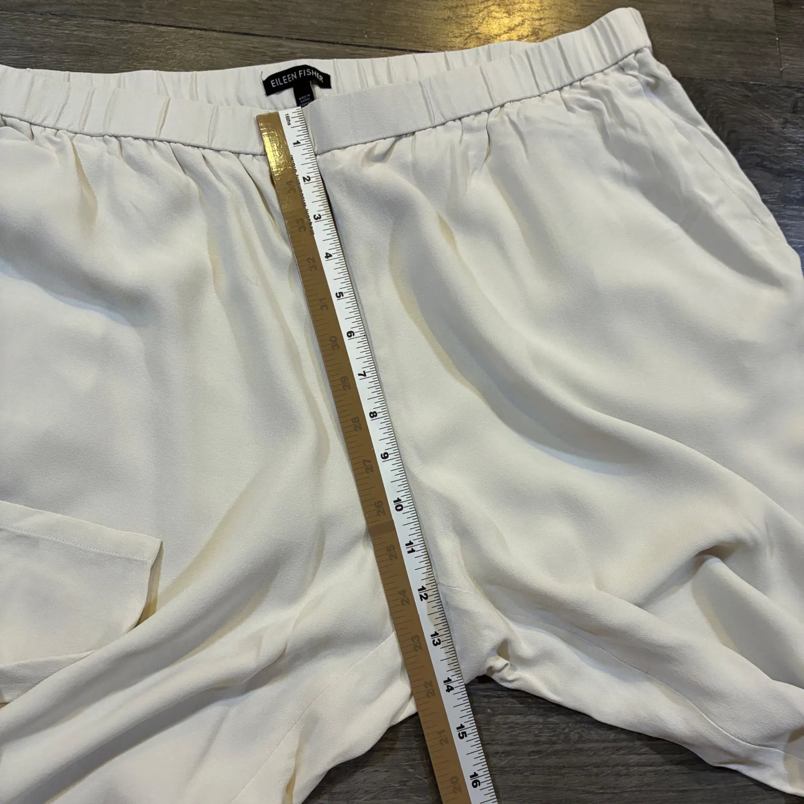 EUC EILEEN FISHER 100% Silk Elastic Waist Relaxed Fit Cropped Pants XL TG - Image 8