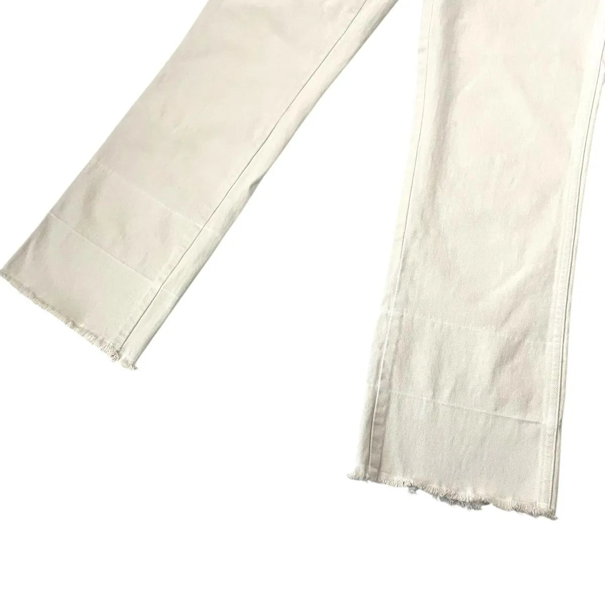 AMO Bella Jeans Denim Frayed Hem High Rise Vintage White Cream Women’s Size 28 - Image 4