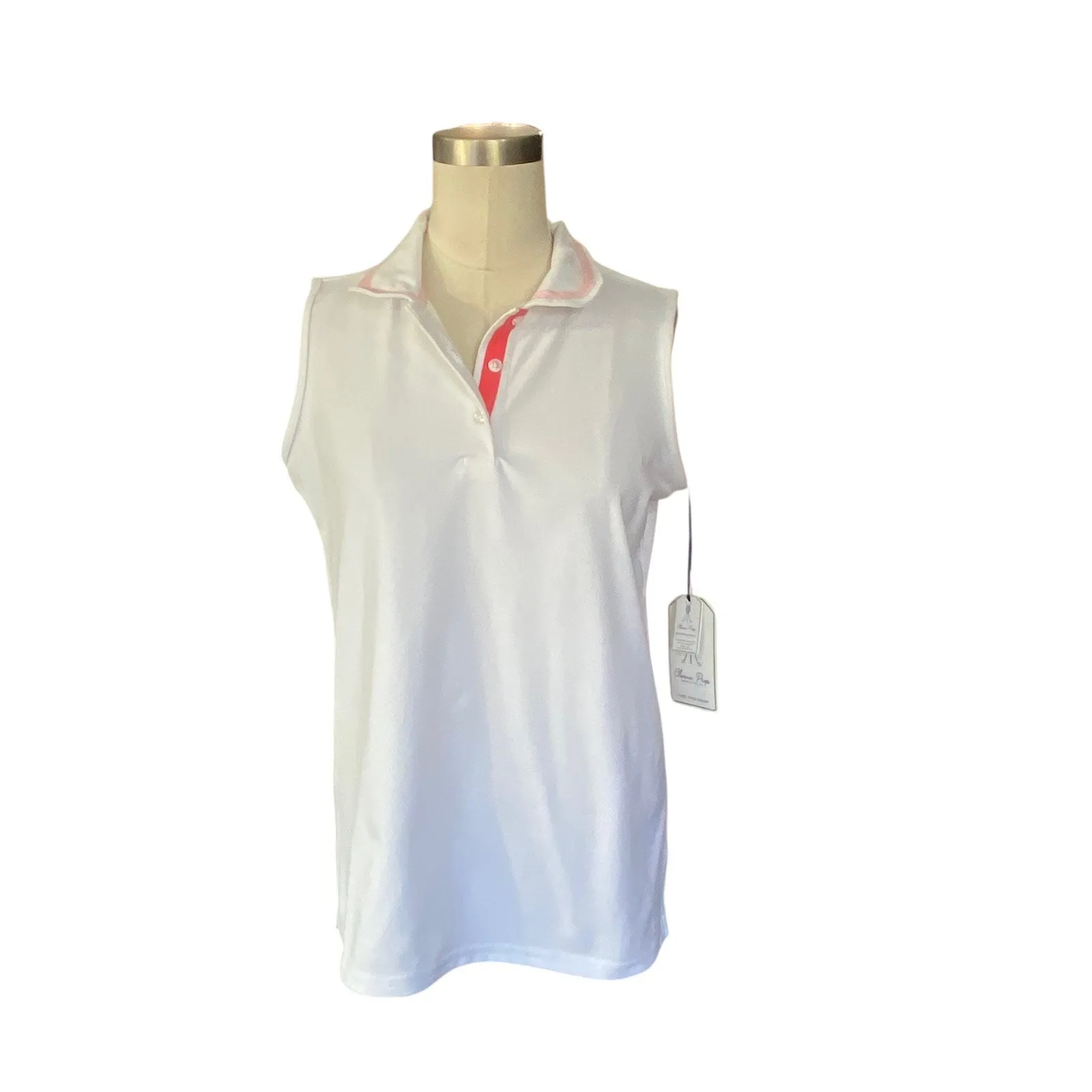 Classic Prep Womens ADAIR Active Golf Sleeveless Polo Shirt Size Small NEW White - Image 10