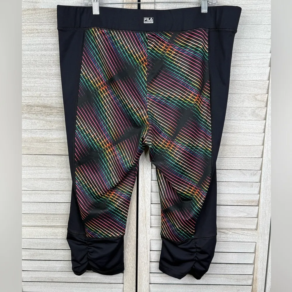 FILA (Sport) Activewear/Work Out Cropped/Capri Leggings Black/Multi-1X - Image 2
