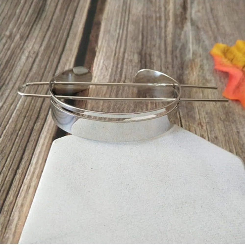 Bun Cuff,Hair Jewelry Bun Cage Minimalist Round Hair Clip Hair Pin Holder​ Silver - Image 3