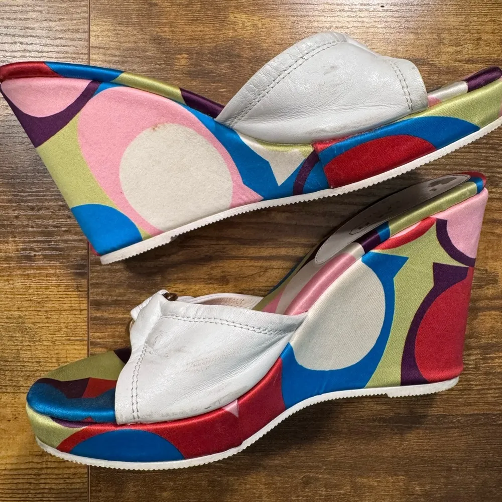 Coach | White and Blue Wedge Shoes with Chunky Silhouette - Image 2