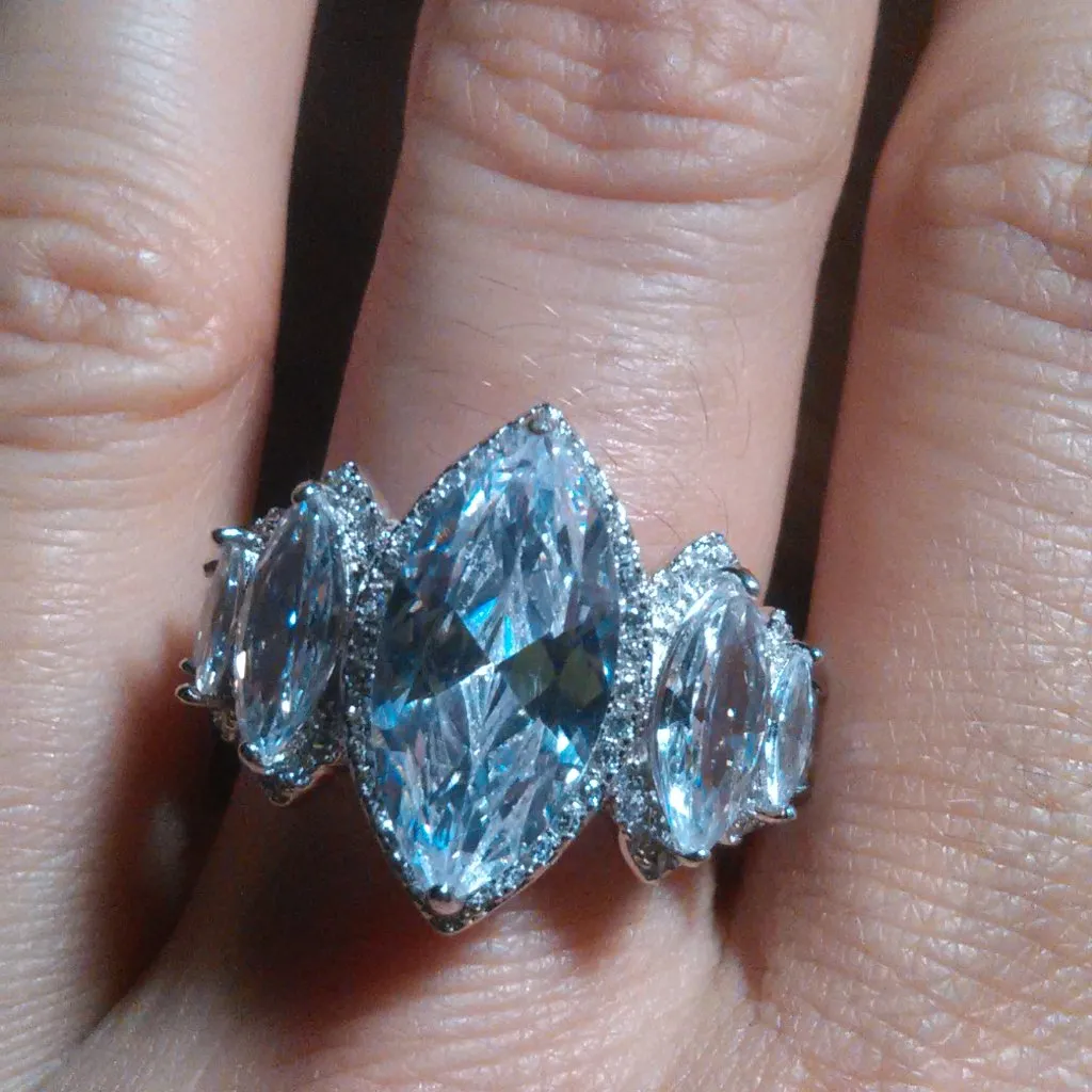 White Cubic Zirconia Sterling Silver Ring (Size 8) - Image 11