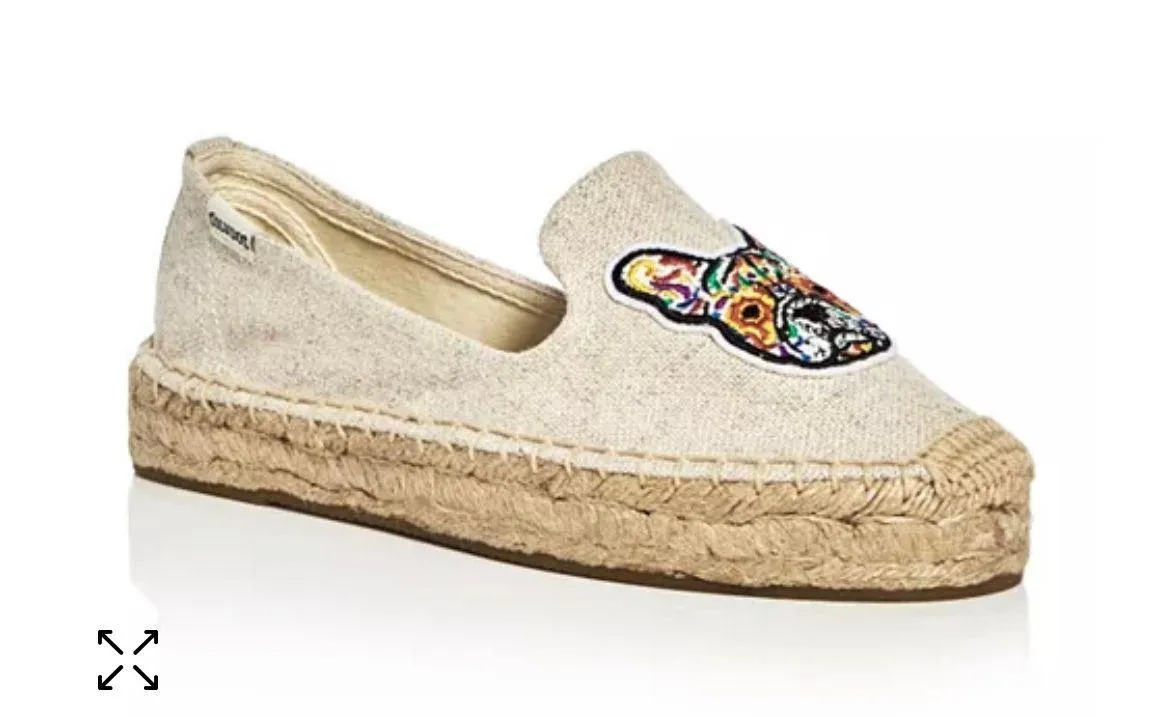 Soludos Women's Frenchie Embroidered Smoking Slipper Platform Espadrille Flats - Image 2