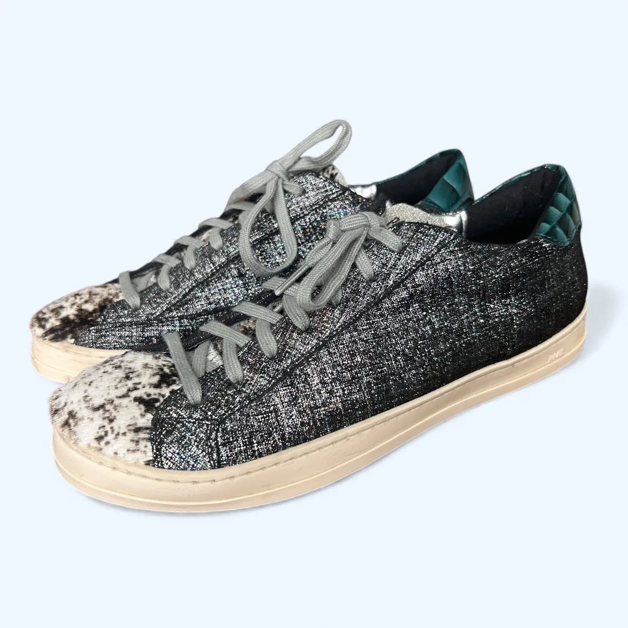P448 John Jafar Low-Top Sneakers Metallic Glitter Pony Hair Toe Women's EU 41 - Image 13