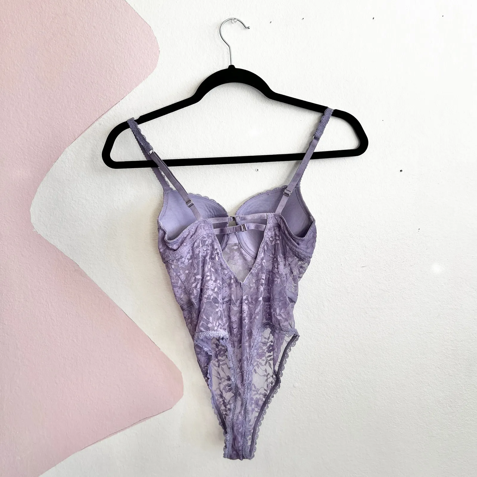 Lavender Lace Bustier Bodysuit‎ Corset Lingerie Y2K Coquette Fairy Sexy Small Purple - Image 2