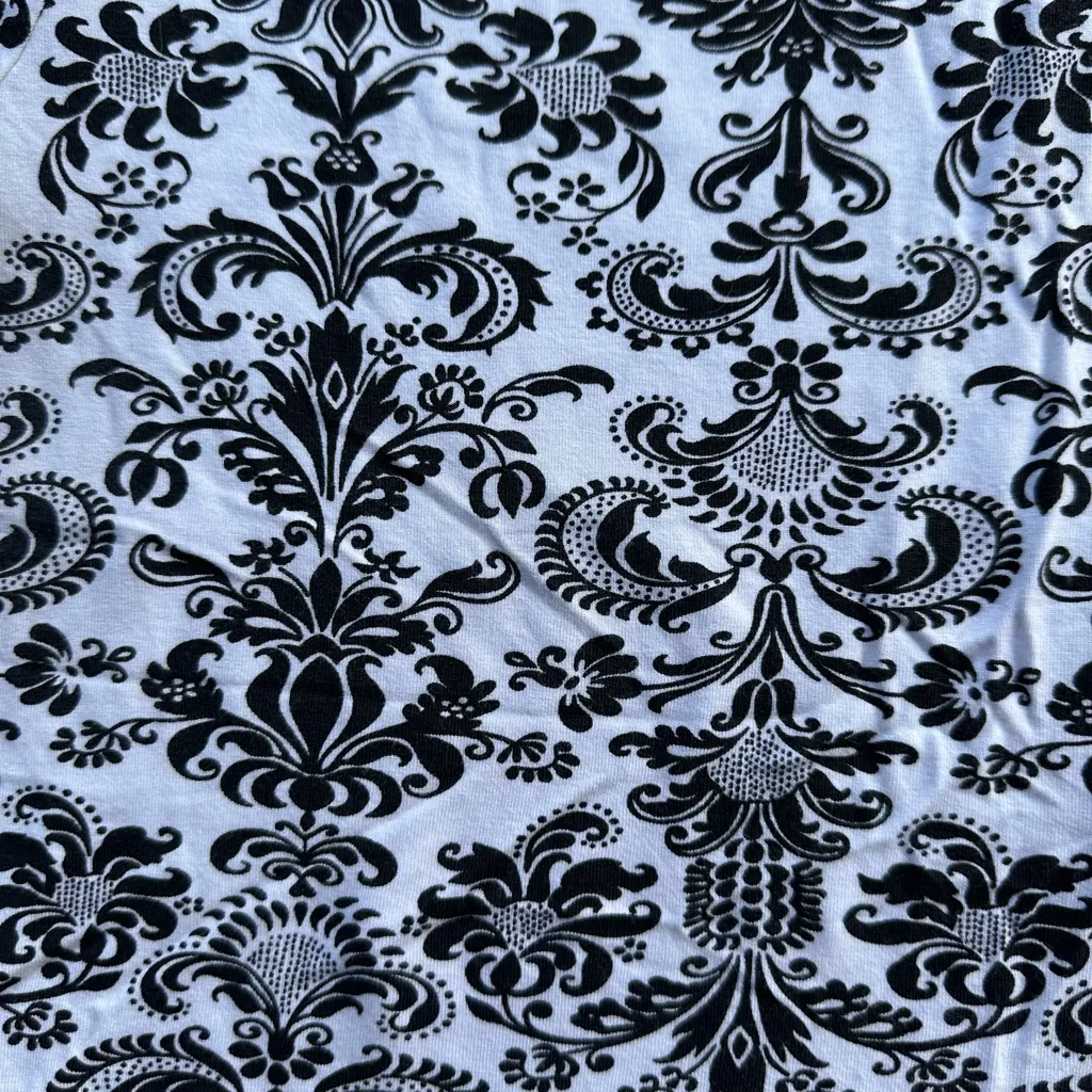 ASOS Curve Damask Print Short Sleeve Peplum Top in Black/White Size 20 Black - Image 7