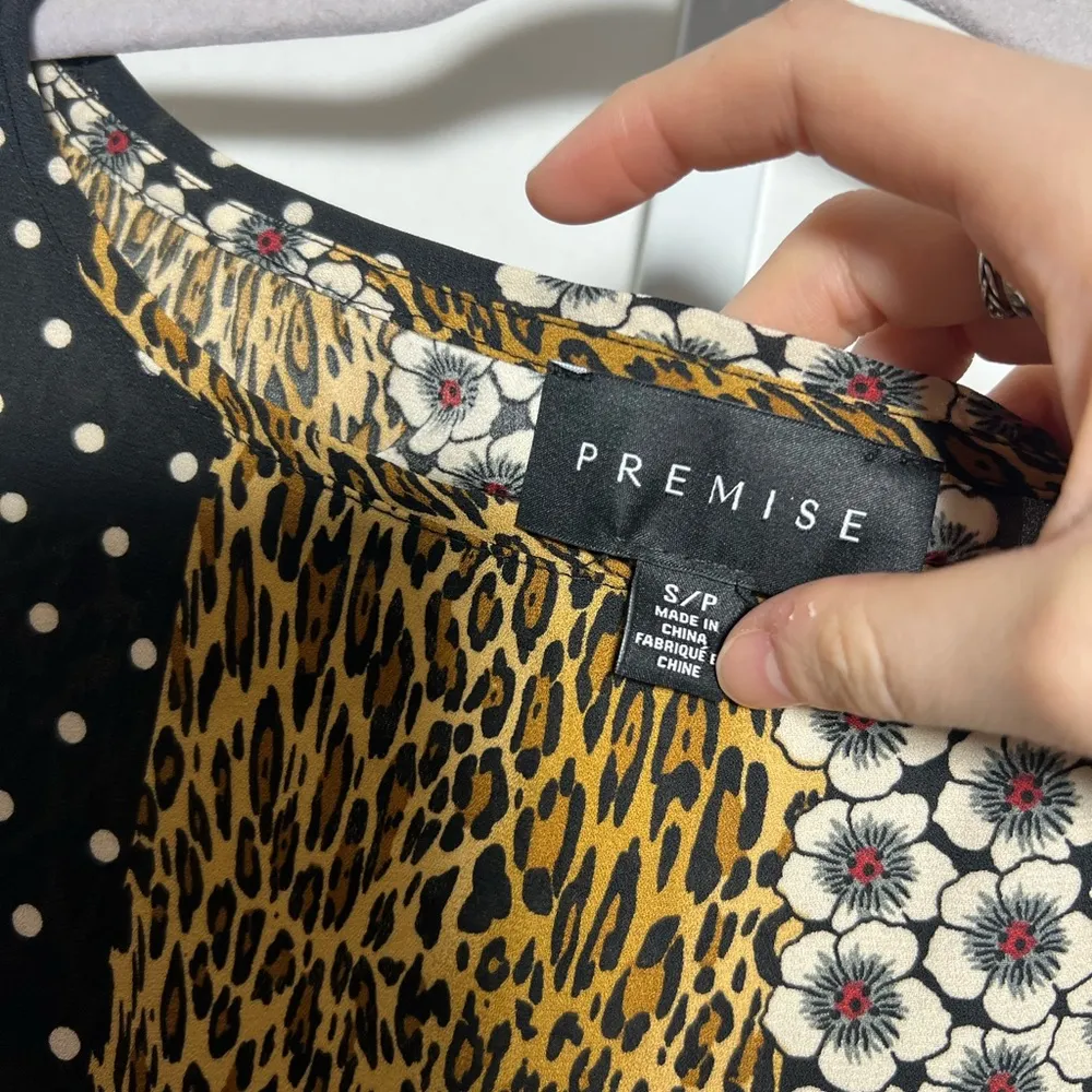 Premise Women’s Multicolor Cheetah, Polkadot & Floral Sheer Top - Image 4