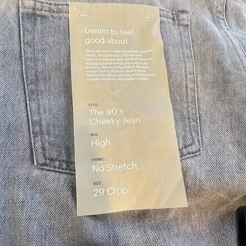 EVERLANE 90s Cheeky Jean Organic 29 Crop Gray High Rise Slim Straight Tapered - Image 5