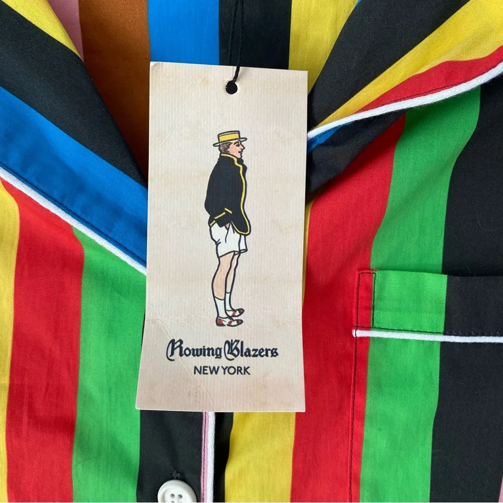 Rowing Blazers NWTs New York Stripe Multicolor Button Down Shirt size medium Black - Image 7