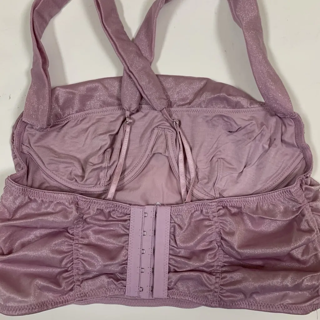 Out From Under Top‎ Large Purple Ruched Adjustable Straps Y2K Lounge - Image 3