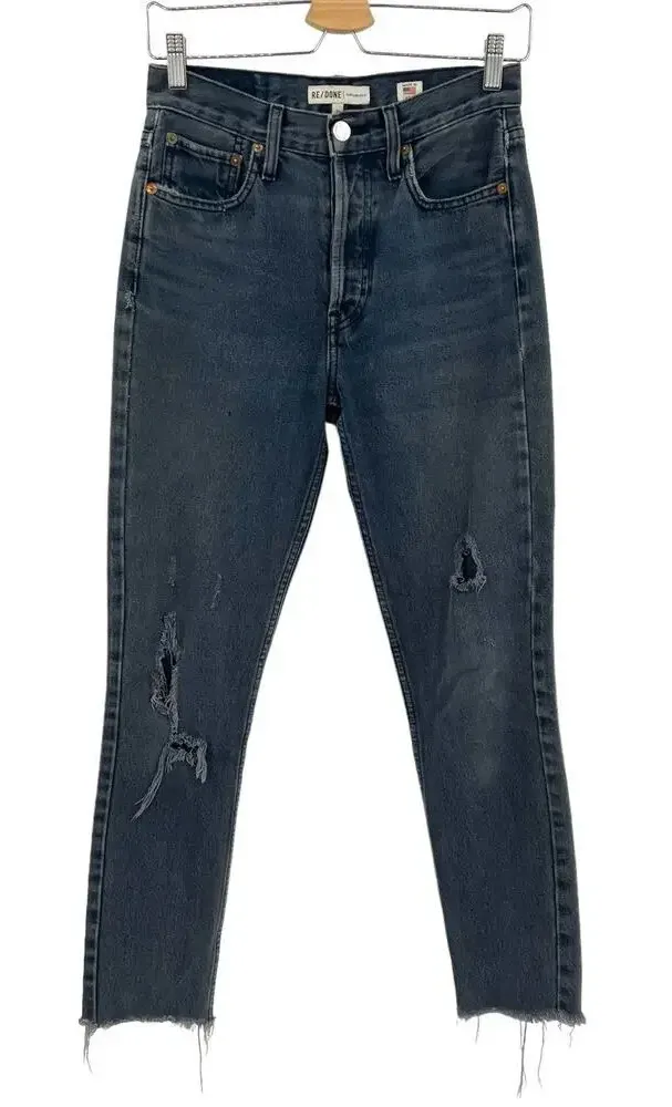 Re/Done Originals 90s High Rise Jeans Worn Black Destroyed Size 25 - Image 1