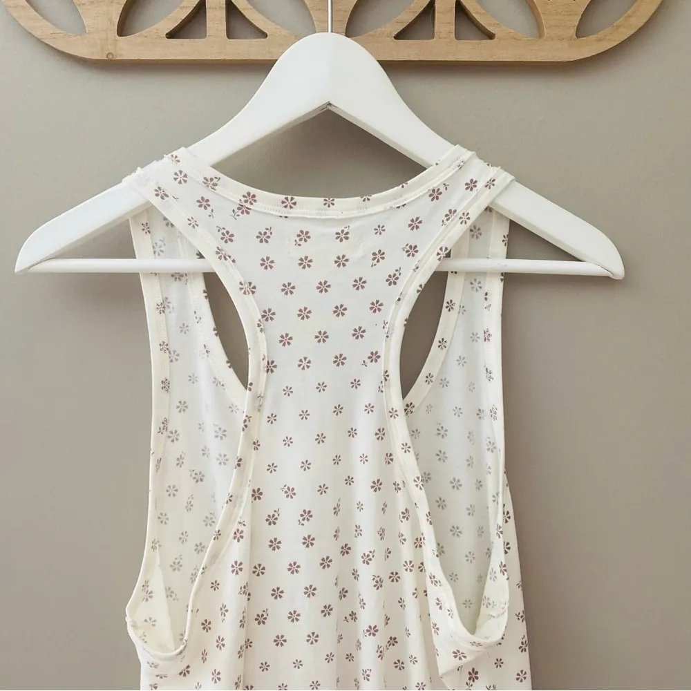 Madewell Flynn Racerback Pajama Tank Top White/Brown Sz Small - Image 8