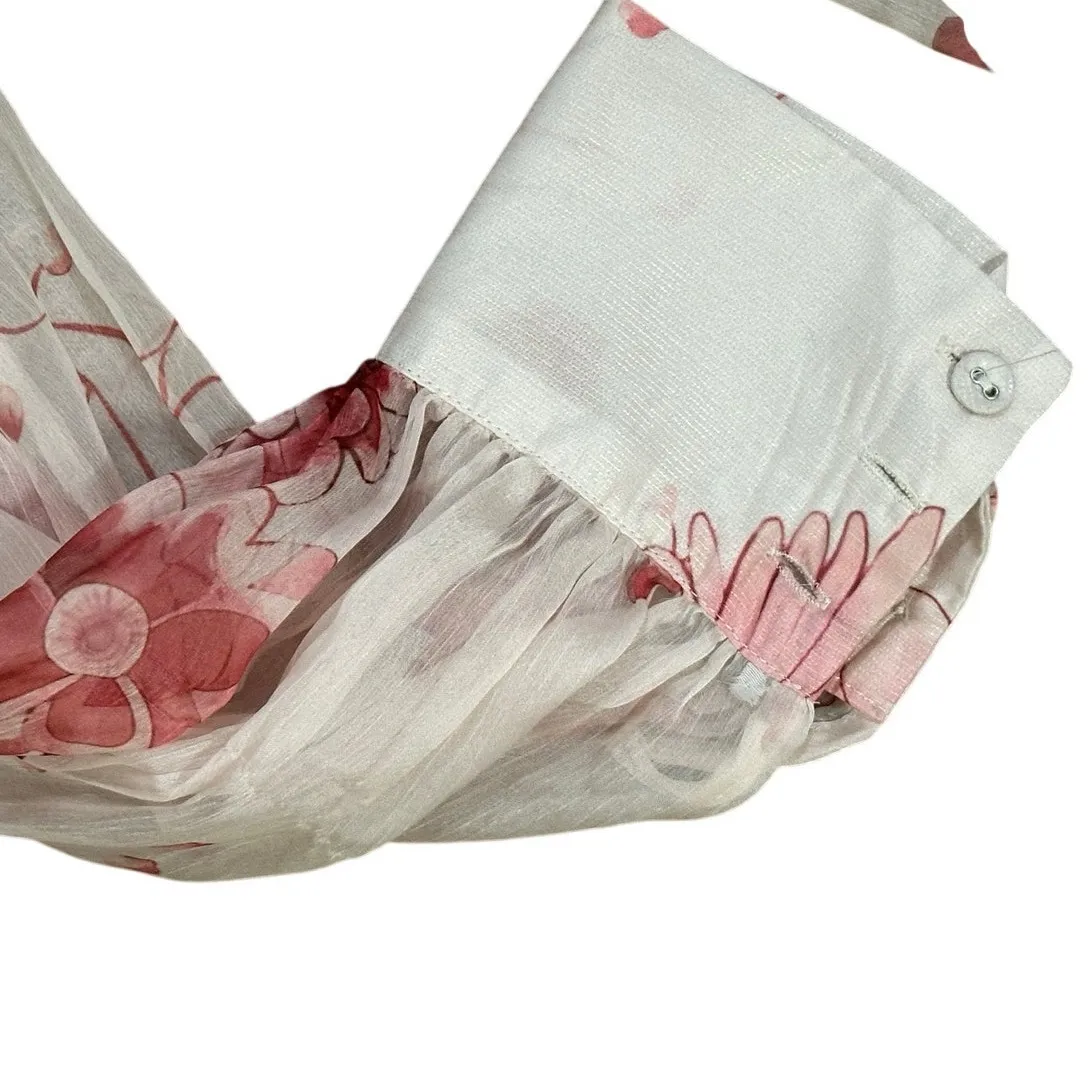 Sante Grace Vetements Mini Dress Sheer Pink Floral Empire Waist Long Sleeve Size 1X - Image 9