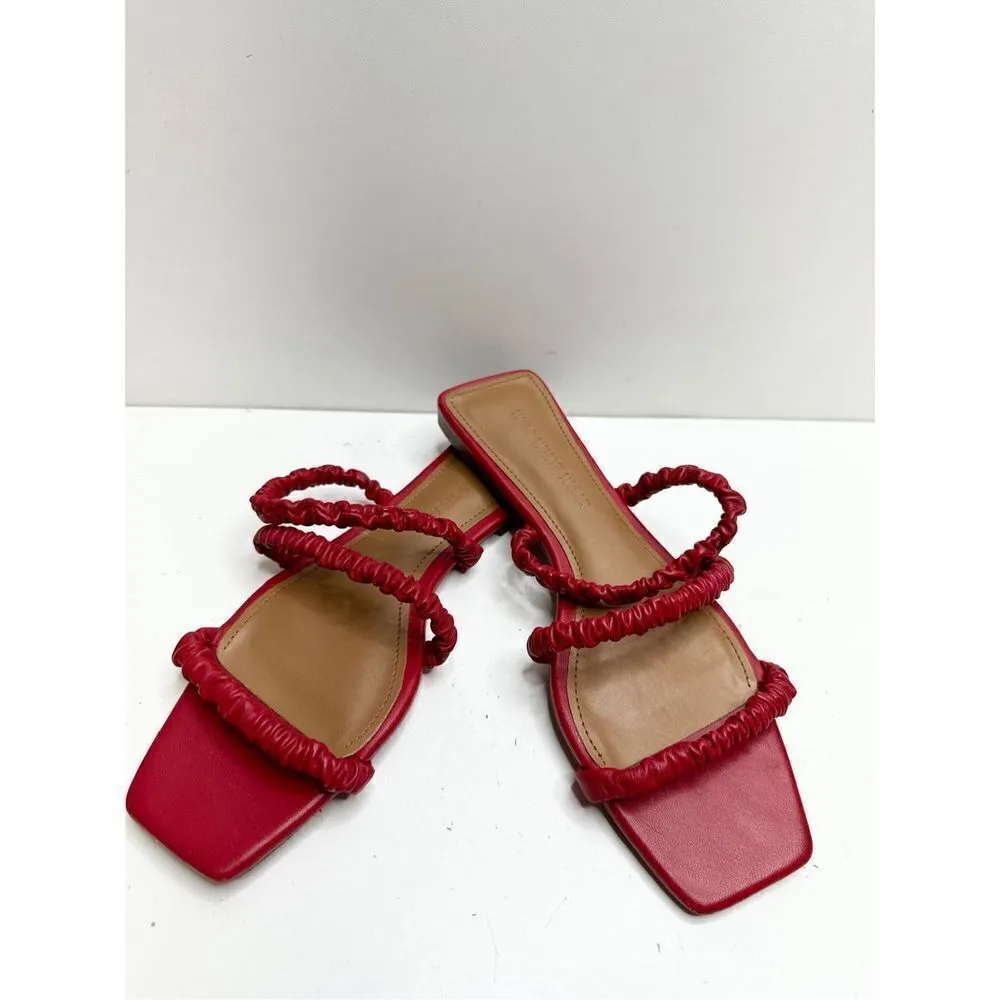 Who What Wear Sandals Womens Size 7 Red Faux Leather Square Toe Slip On Shoes - Image 4