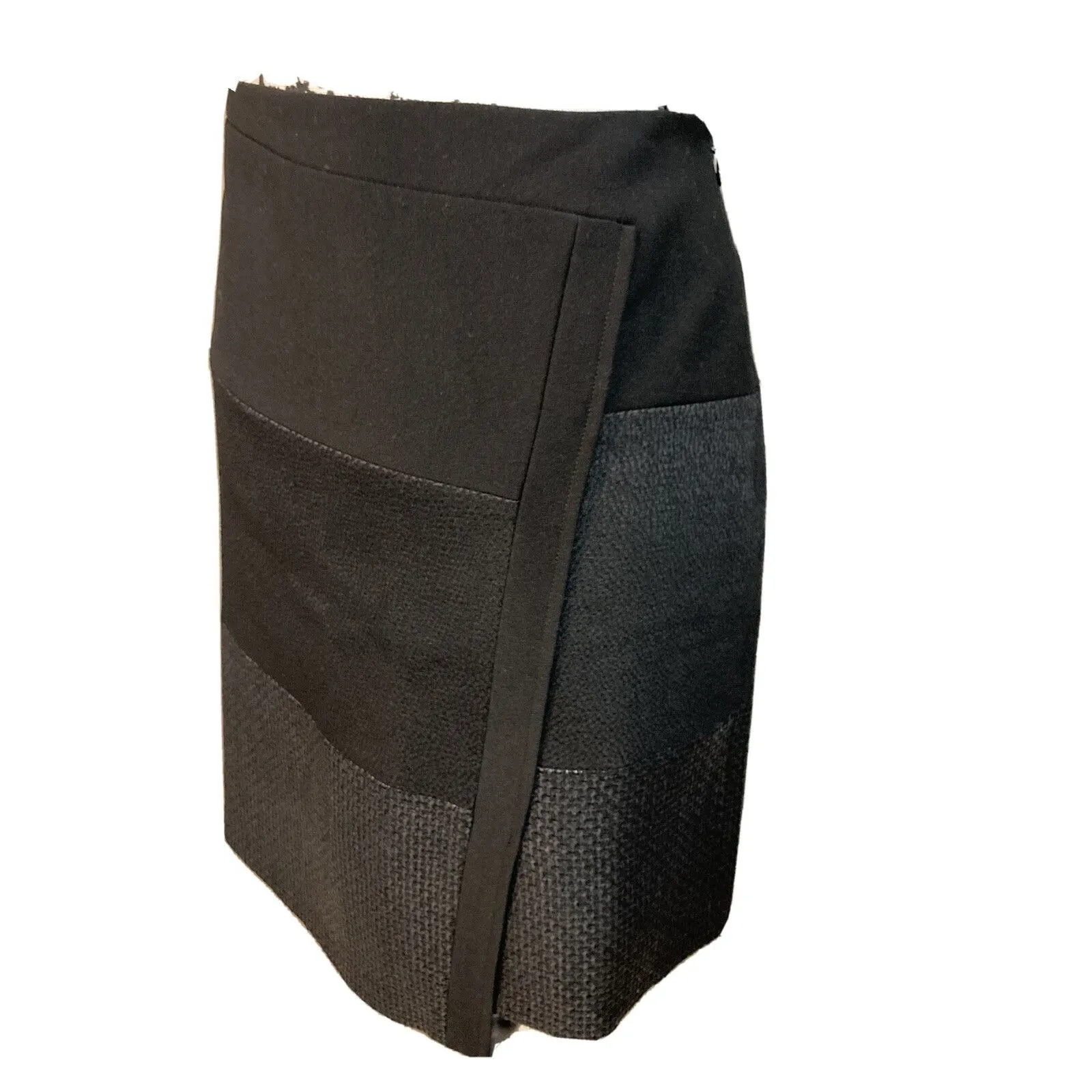 White House Black Market Wrap Mini Skirt Women’s Sz 8 Black Mixed Textured - Image 2