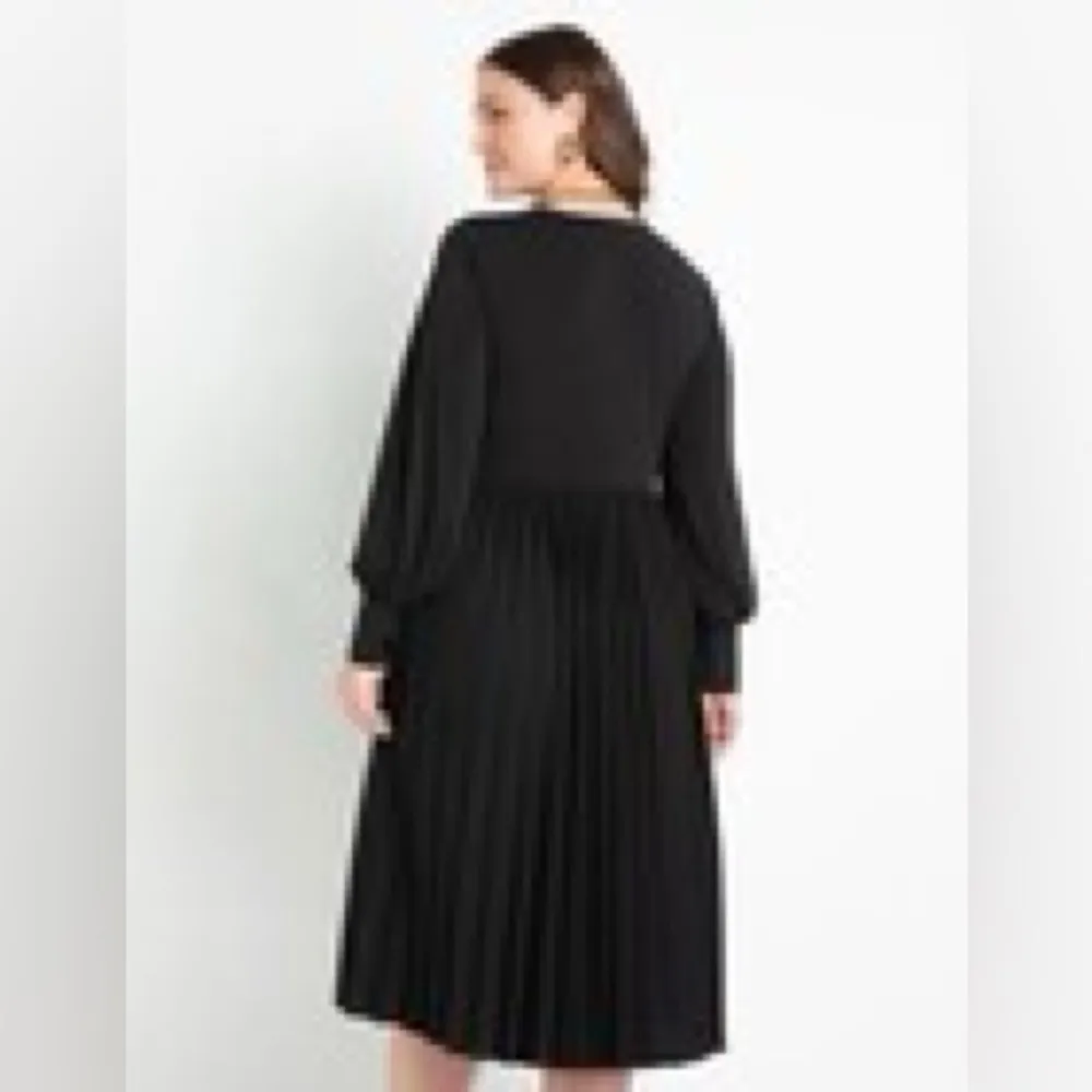 Eloquii  Black Knot Front Pleated Dress - Size 20 - Image 2