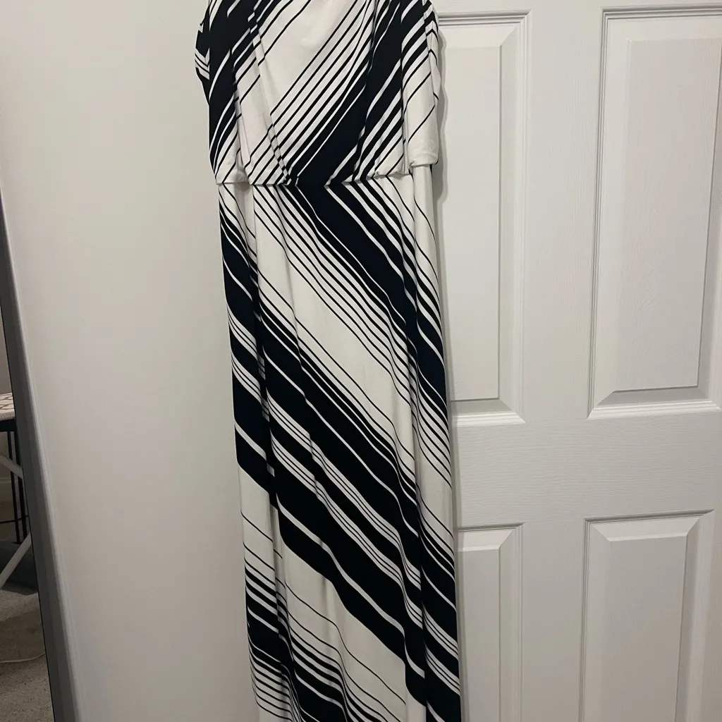Black and White Striped Maxi Tank Dress Size XL - Image 2