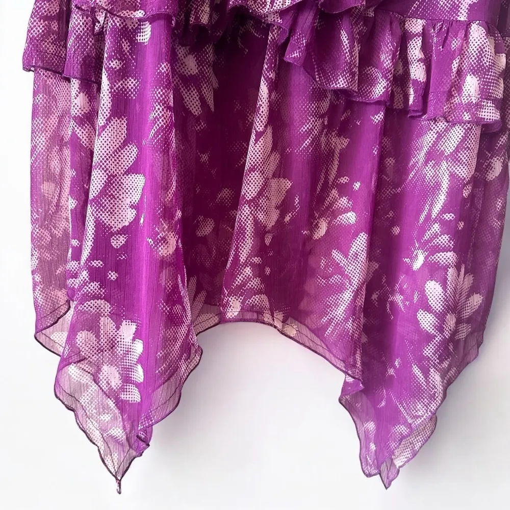 Urban Outfitters UO Tuli Ruffle Midi Skirt Purple Floral Women's Size M - Image 3