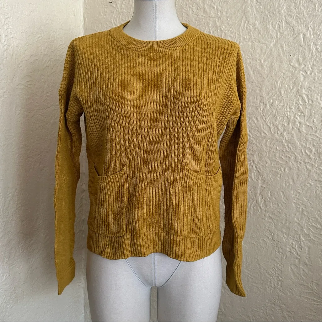 Madewell Patch Pocket Mustard Yellow Sweater XS - Image 8