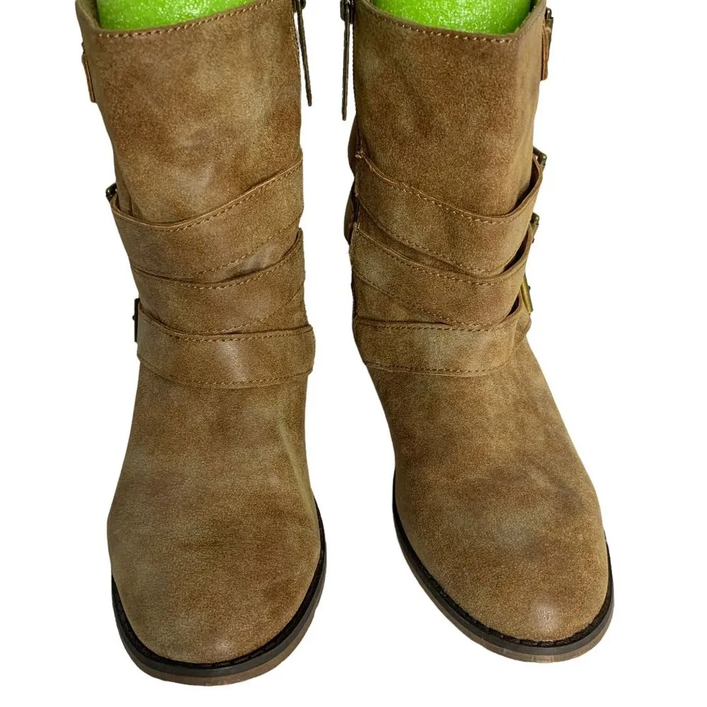 Breckelles Ankle Boots 6 Brown Side Zip Low Heel Buckle Details - Image 4