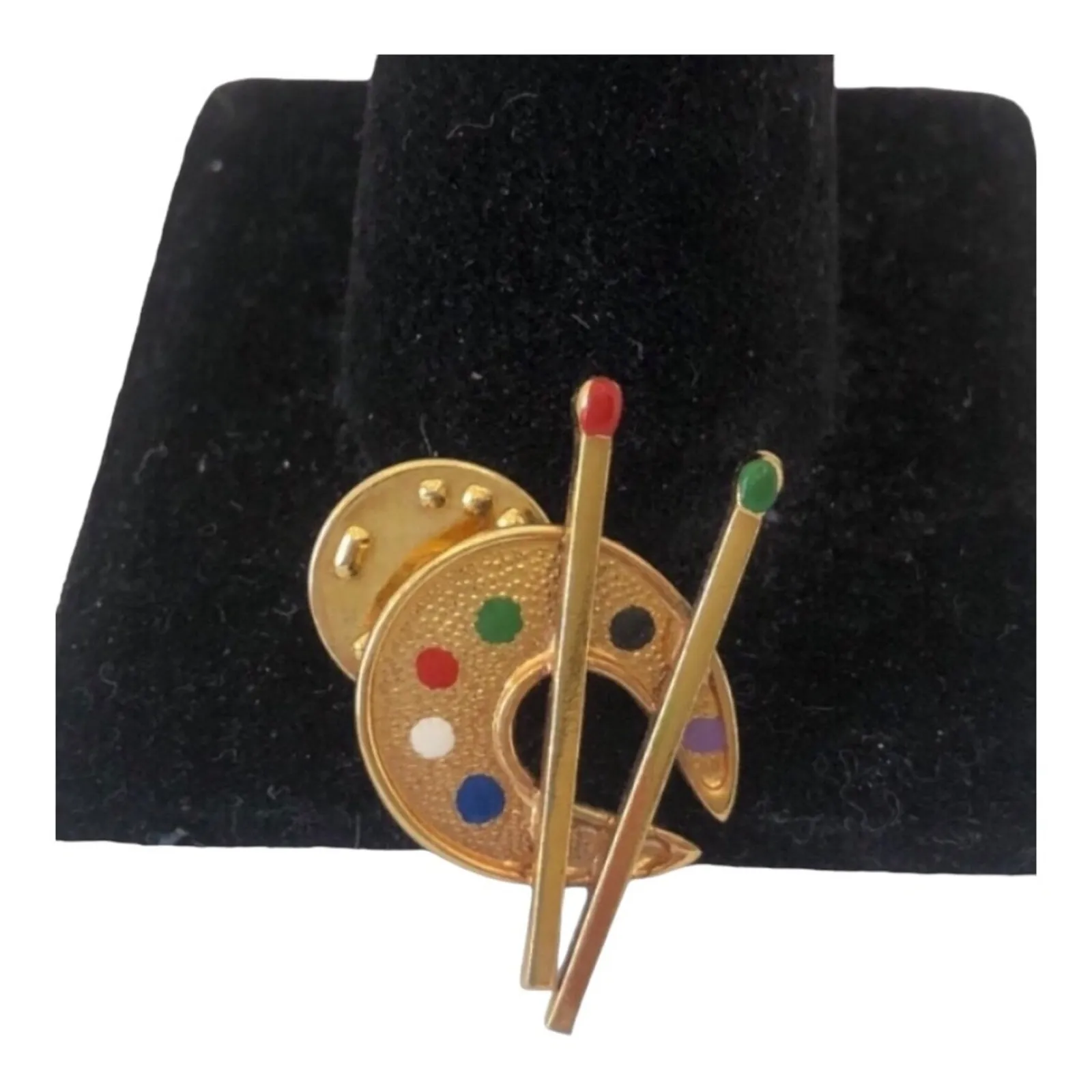 Vintage Artist's Palette Brush Paints Gold Tone Pin/Brooch - Image 3
