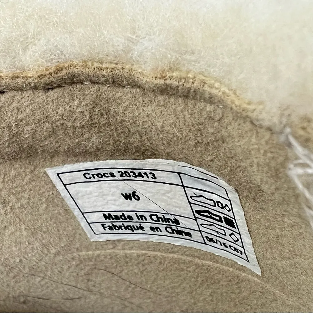Crocs Sarah Luxe Leather Sherpa Faux Fur Clog Mule 203413 Women’s size 6 - Image 9
