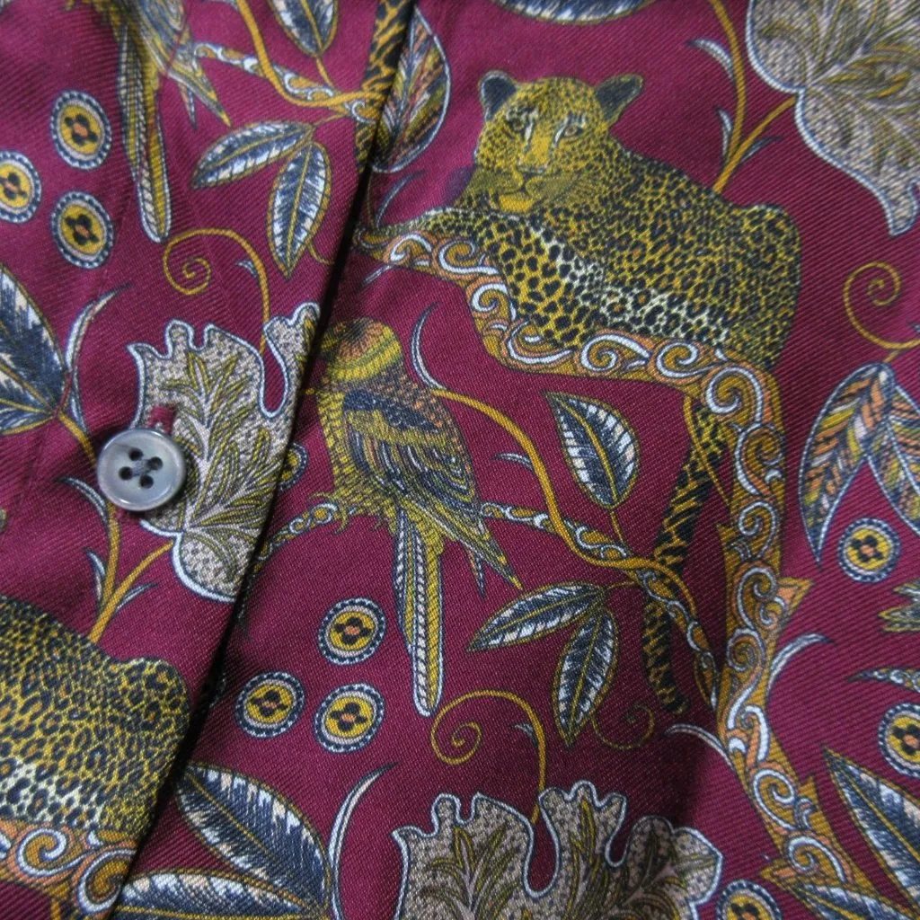 NWT J.Crew Collection Silk-twill Shirt in Vintage Burgundy Jungle Cat Leopard 4 - Image 4