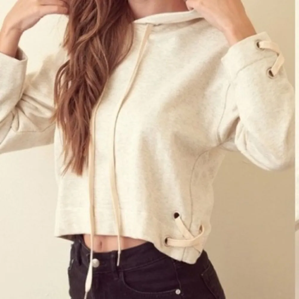 Cropped‎ Laced Grommet Hoodie - Image 6