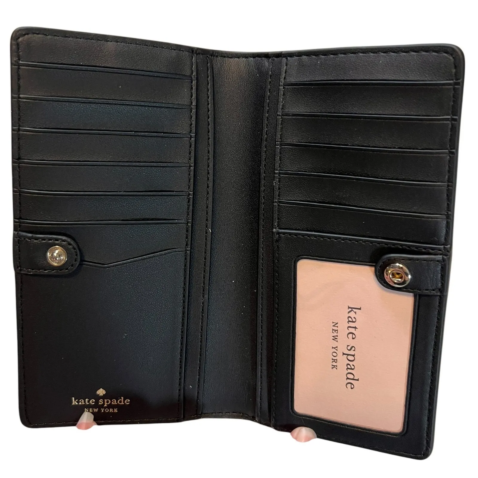 Kate Spade Staci Large Slim Bifold Wallet – Black Saffiano Leather (NWT) - Image 5