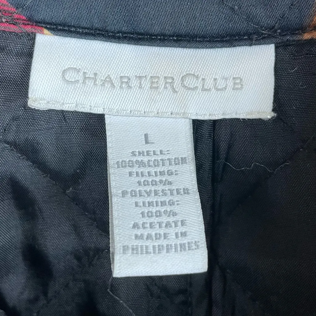 Vintage 90s Y2K Charter Club Equestrian Cotton Quilted Jacket Size Large Horse - Image 4