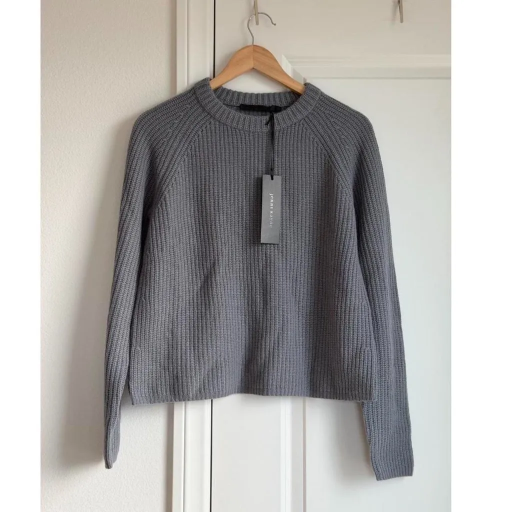 Jenni Kayne Cashmere Fisherman Sweater in Dusty Blue, Size Small - Image 5