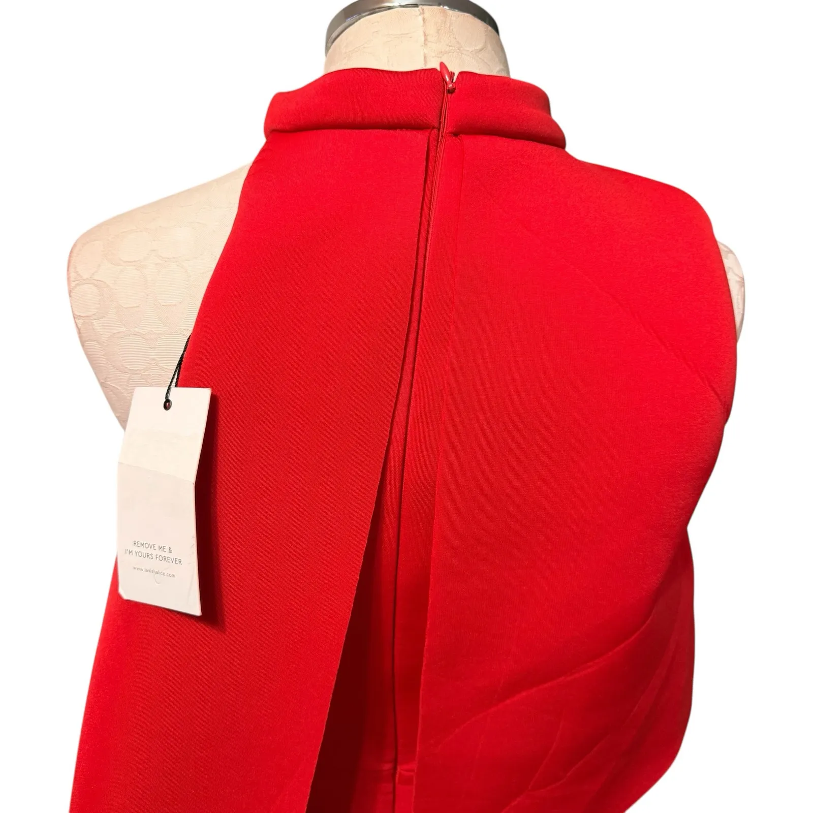 Lavish Alice NWT Cut Out High Neck Flutter Top Scuba Sheath Dress in Red Size 10 - Image 10