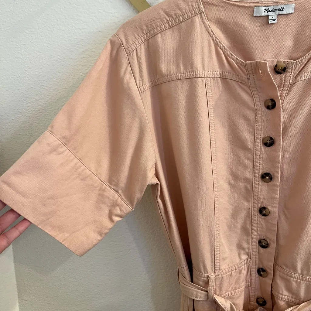 Madewell Top-Stitched Coverall Jumpsuit Bashful Blush 6 - Image 7
