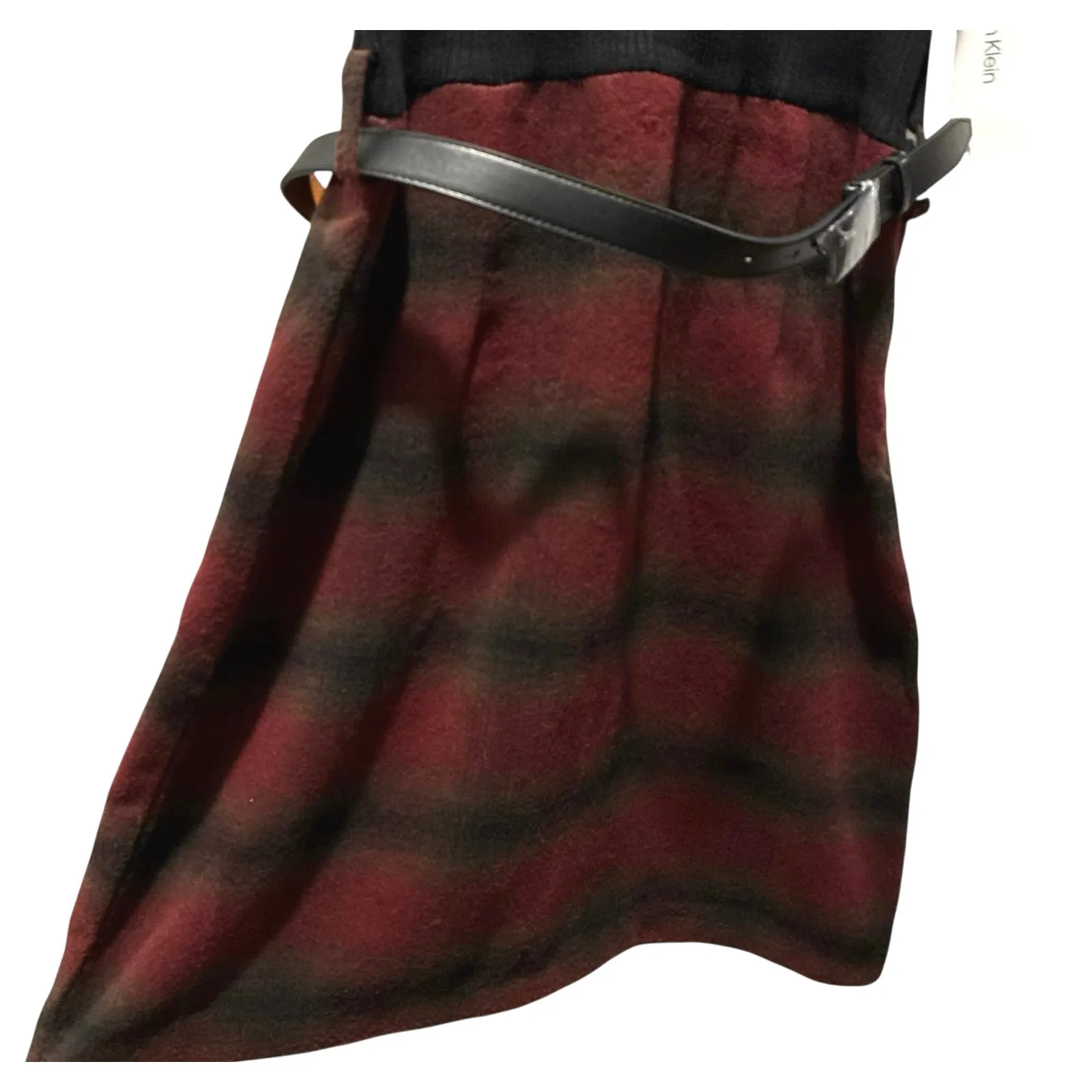 Calvin Klein Knit Sweater Plaid Dress Belt Black Red Womens Size Medium NWT New - Image 4