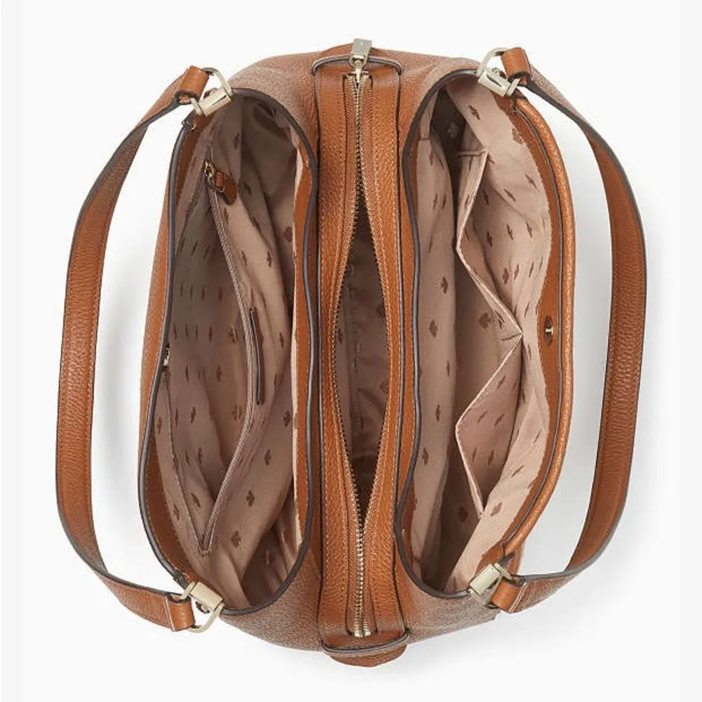 Kate Spade  Leila Triple Compartment Patchwork Suede Brown Medium Shoulder Bag - Image 15