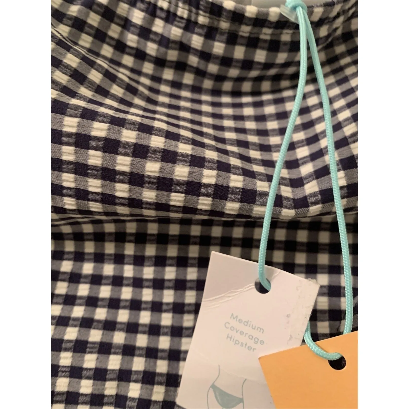 Kona Sol Women's Gingham Swim Bikini Bottom Swimwear Size XL Blue White - Image 8