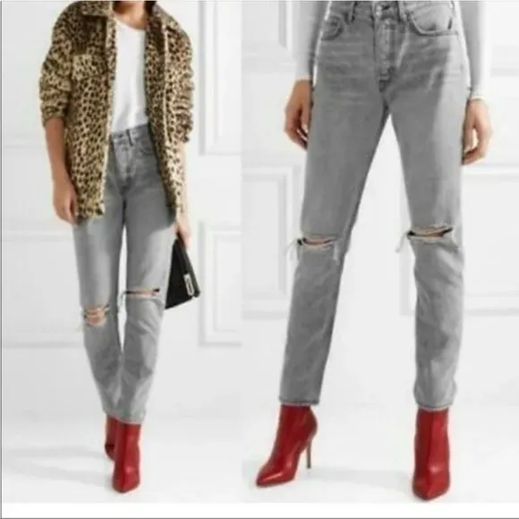 GRLFRND Karolina Distressed Jeans Light Grey - Image 2