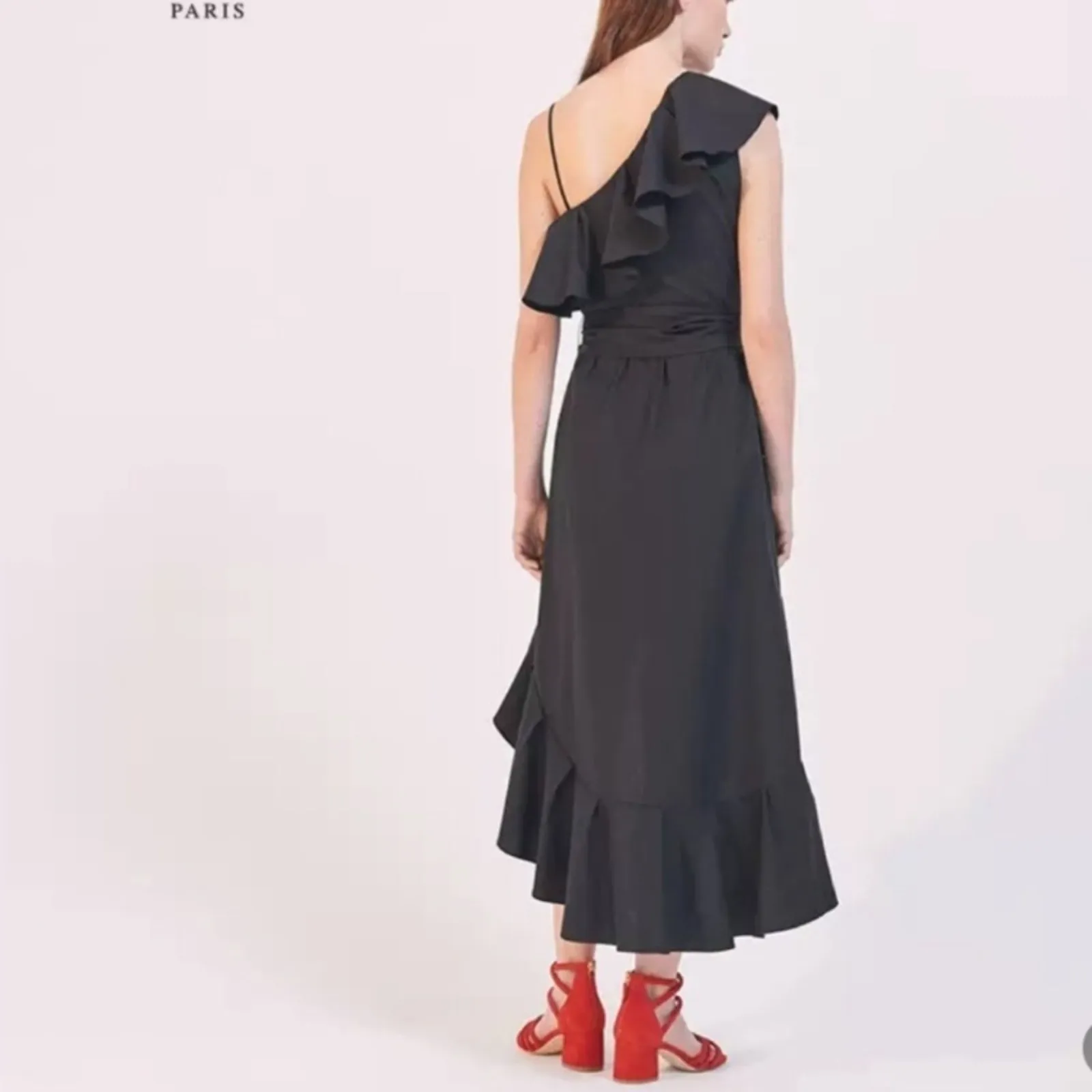 NWT Sandro Lover black ruffle asymmetric dress - Image 6