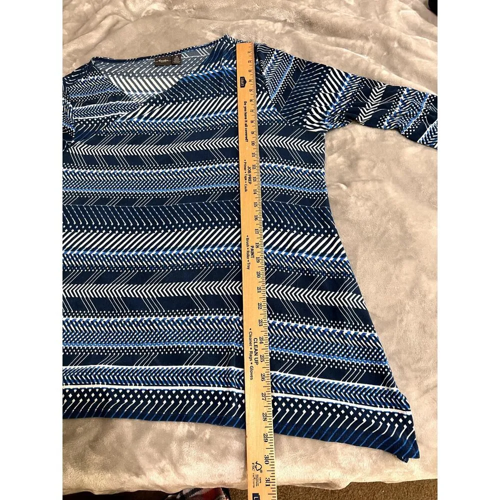 Travelers women's size 3 Petite Sky Weaves asymmetrical top Blue - Image 8