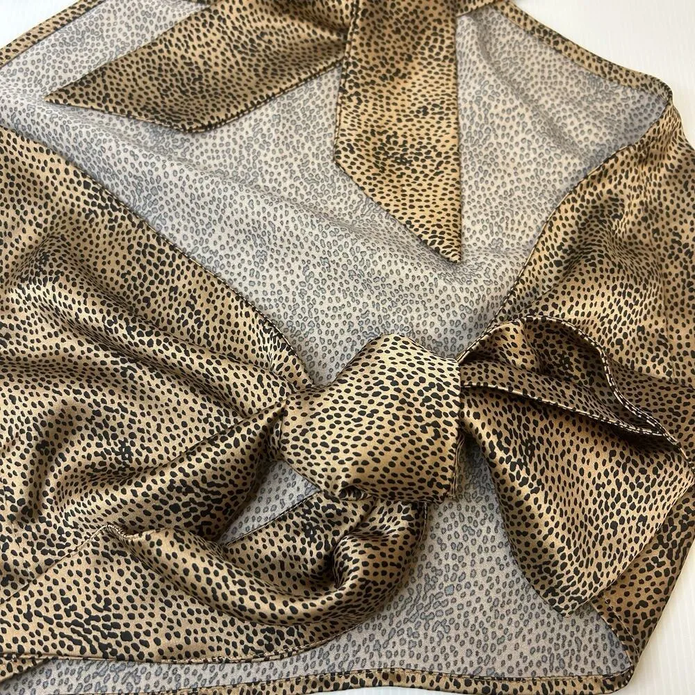 Sincerely Jules Tan Black Spotted‎ Leopard Satin Halter Tie Back Size Medium - Image 7