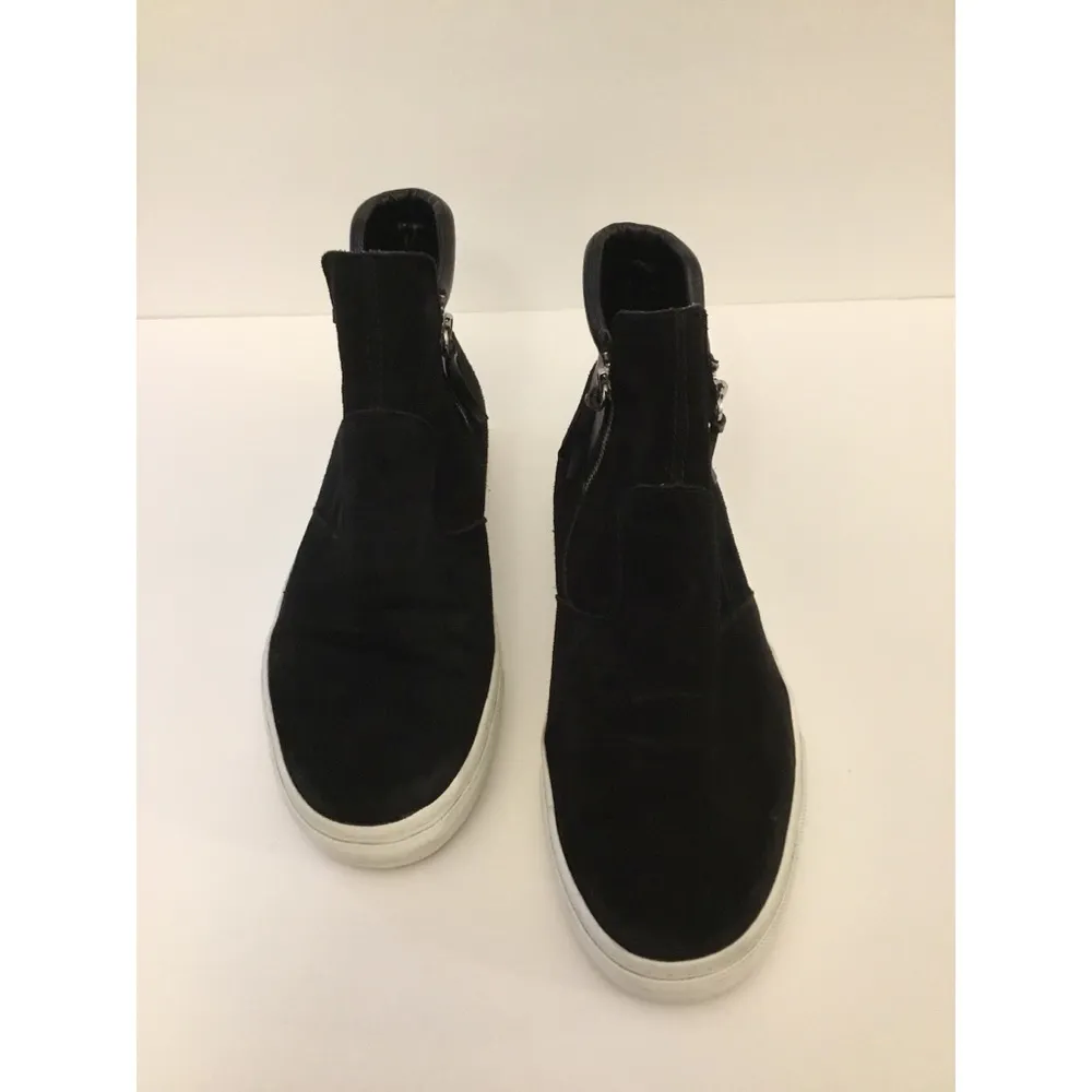 Zara Black Suede/Leather High-Top Zip Sneakers Sz 10 - Image 4